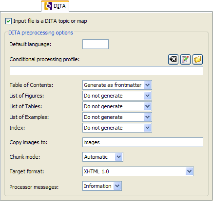 The DITA tab
