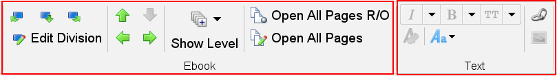 Ebook toolbar