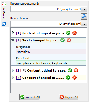 The Compare tool showing change #2