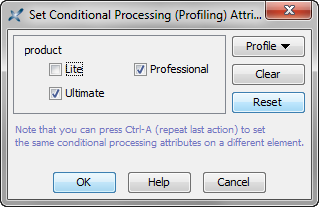 The "Set Profiling Attributes" dialog box